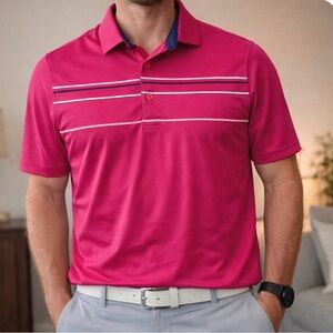 Callaway Vibrant Pink Polo Shirt with Stripes